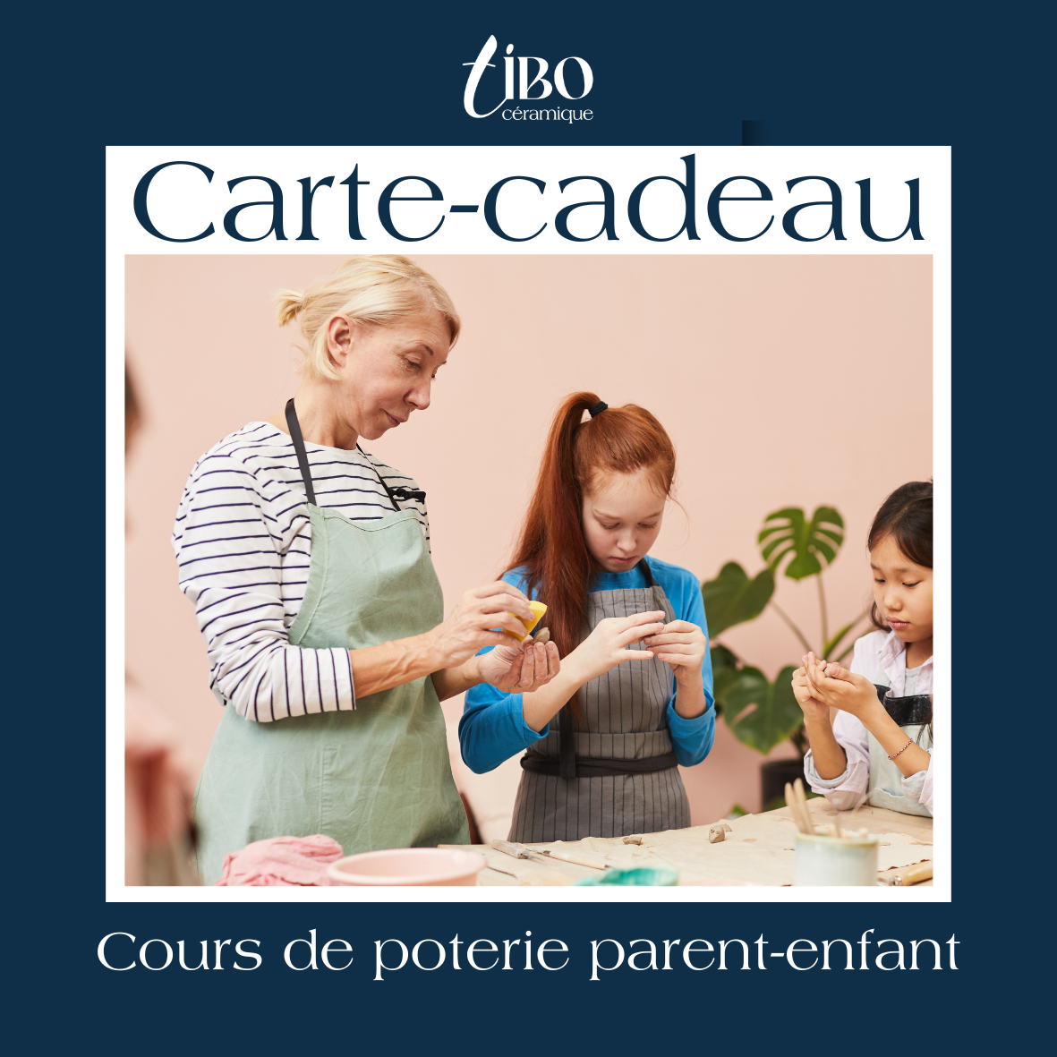 Carte-cadeau pour des cours de poterie pour parents-enfants à Rimouski chez Tibo Céramique